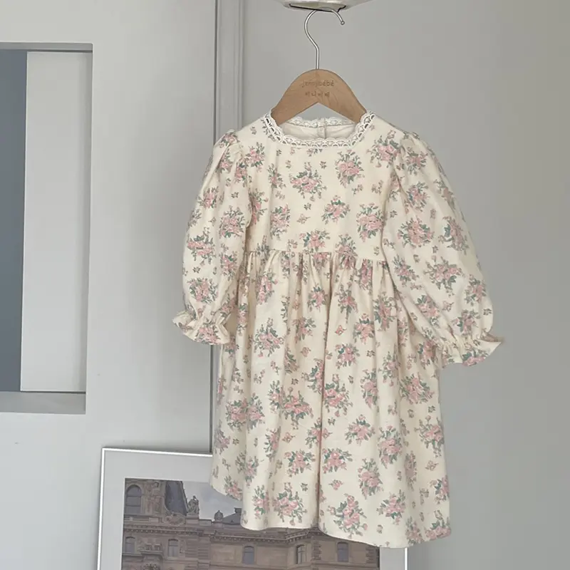 1-6Y Autumn Kids Baby Dress Girls Sweet Lace Princess Dress Long Sleeve Spring New Kids Baby Girls Dress Children Clothes Dress