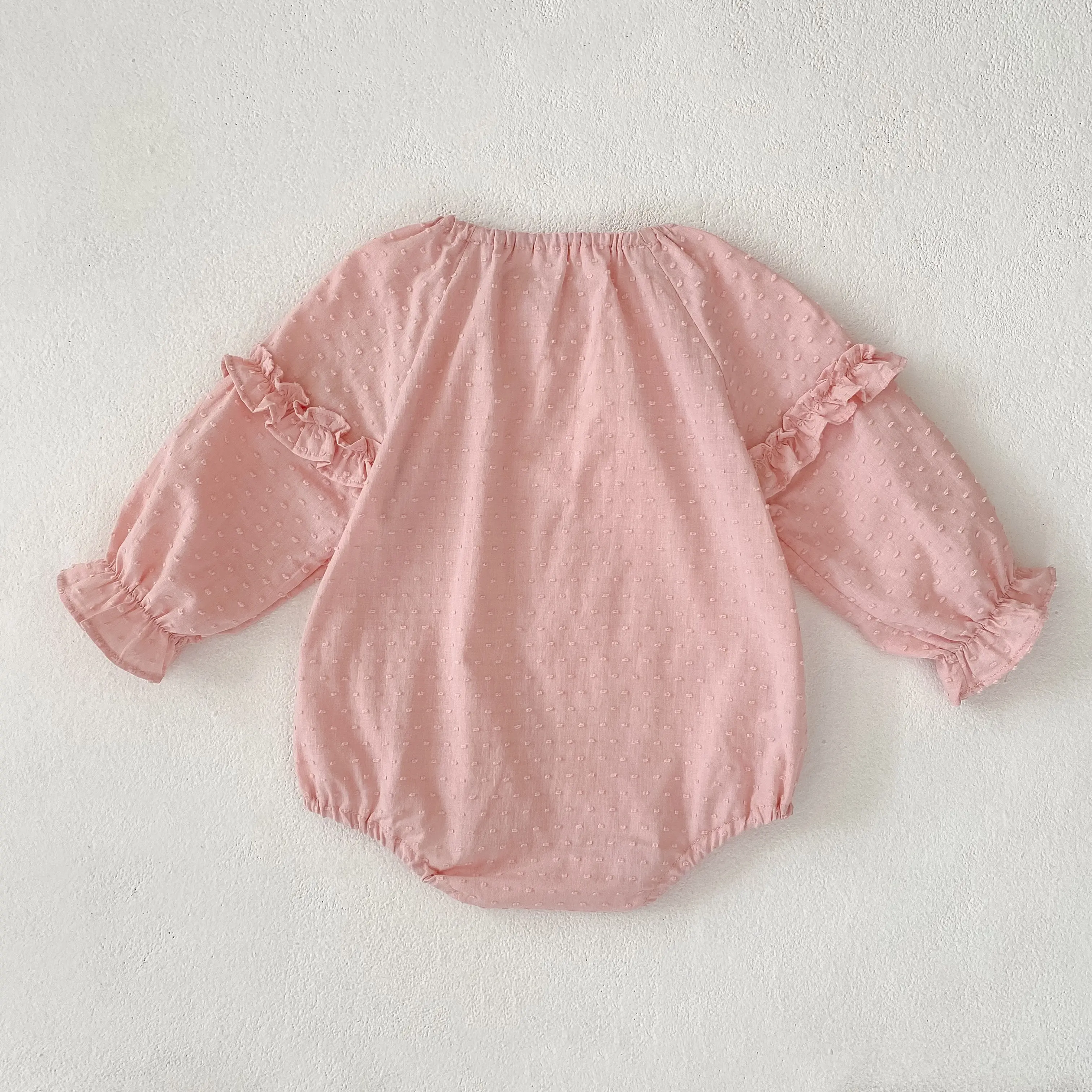 Autumn new 0-3 year old baby clothing, fashionable baby girl pink jumpsuit, exquisite bubble sleeves