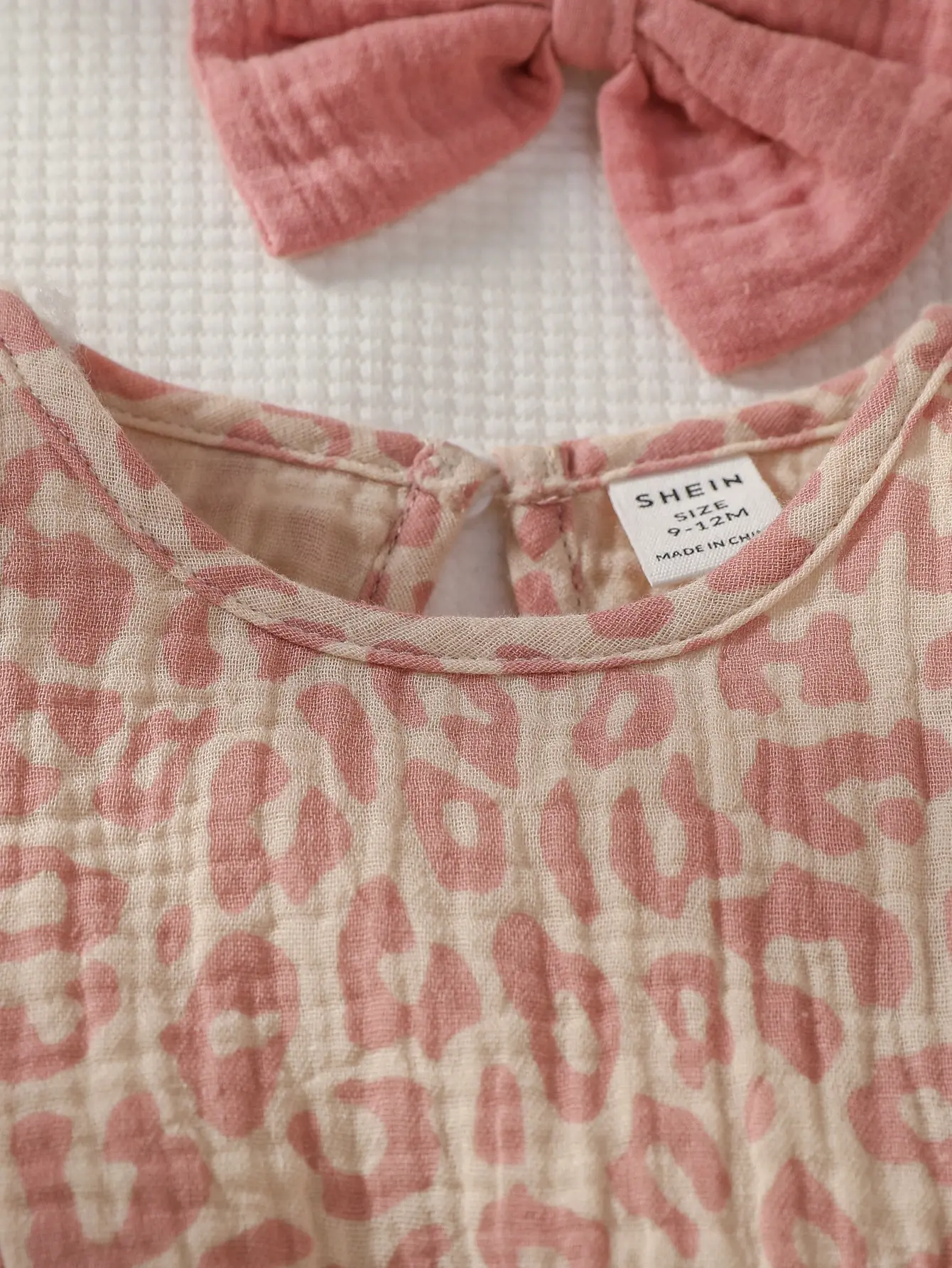 Summer Newborn Pure Cotton Sleeveless Triangular Climbing Dress For Girls Pink Bow Leopard Print Hatcoat Headband 2-Piece Set