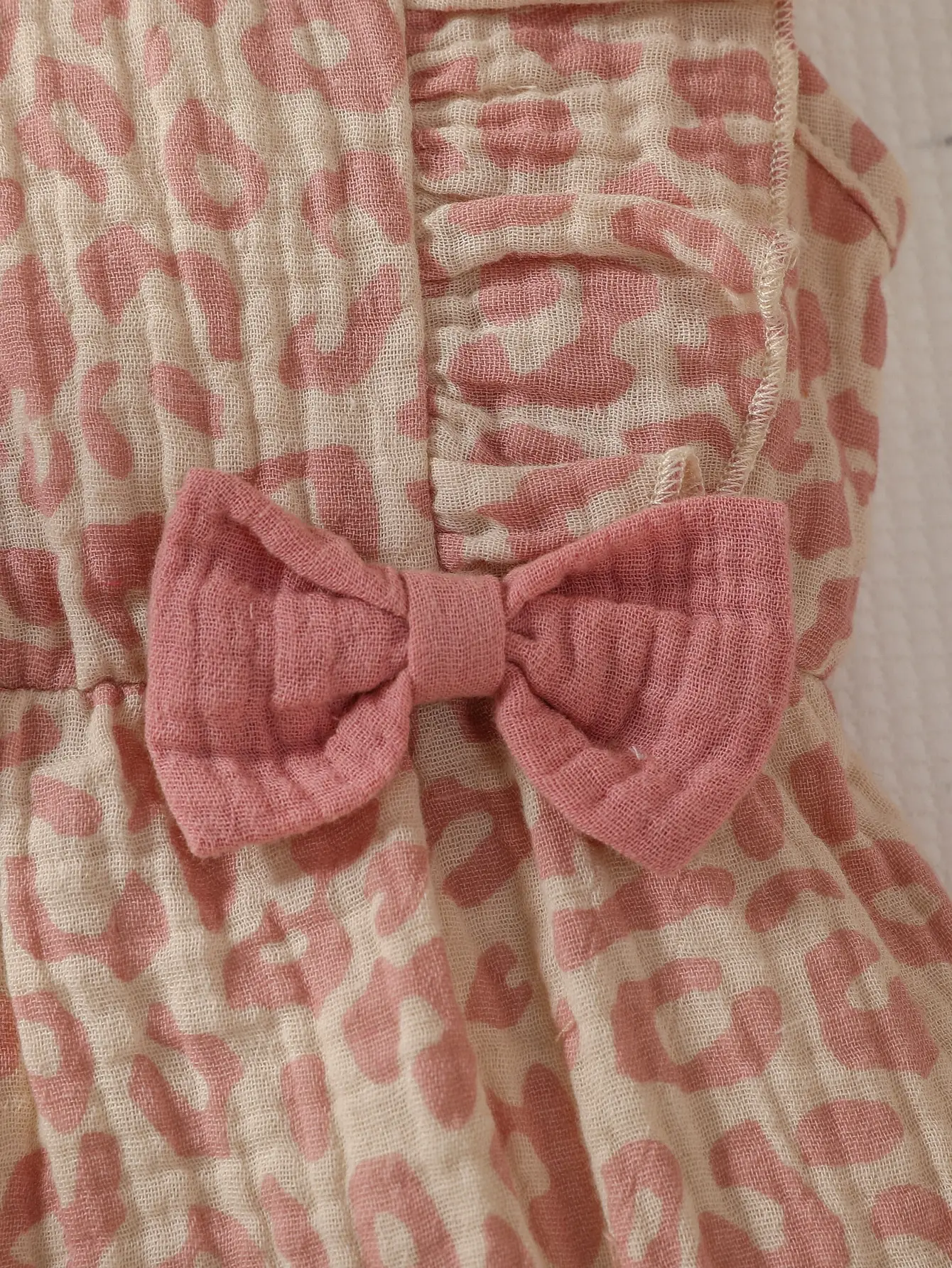Summer Newborn Pure Cotton Sleeveless Triangular Climbing Dress For Girls Pink Bow Leopard Print Hatcoat Headband 2-Piece Set