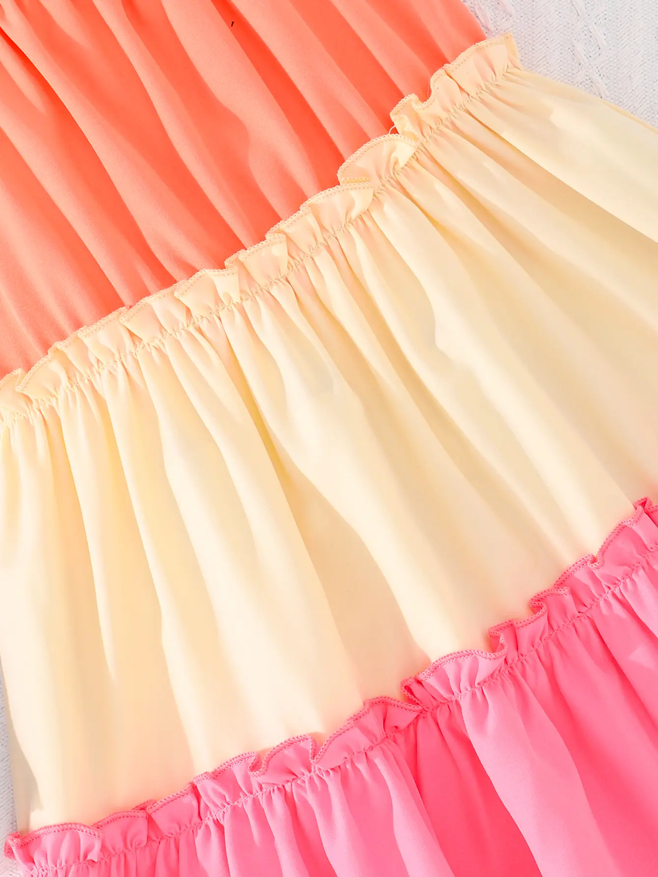 Summer New Girls Dress Casual Wear With Contrasting Color Slip Dress Holiday Beach Tour Long Dress Soft Cool And Comfortable
