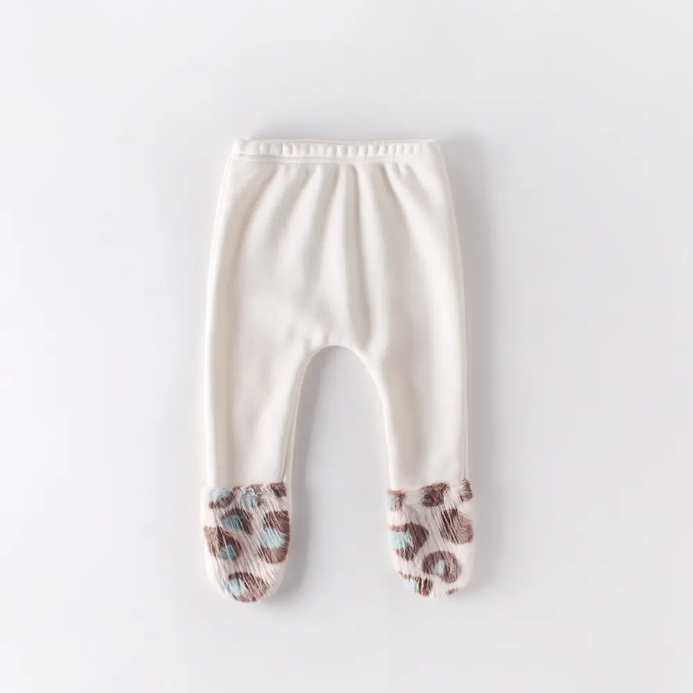 New autumn and winter baby clothing for 0-3 years old, cute baby leopard print ankle socks, thick and fluffy pants
