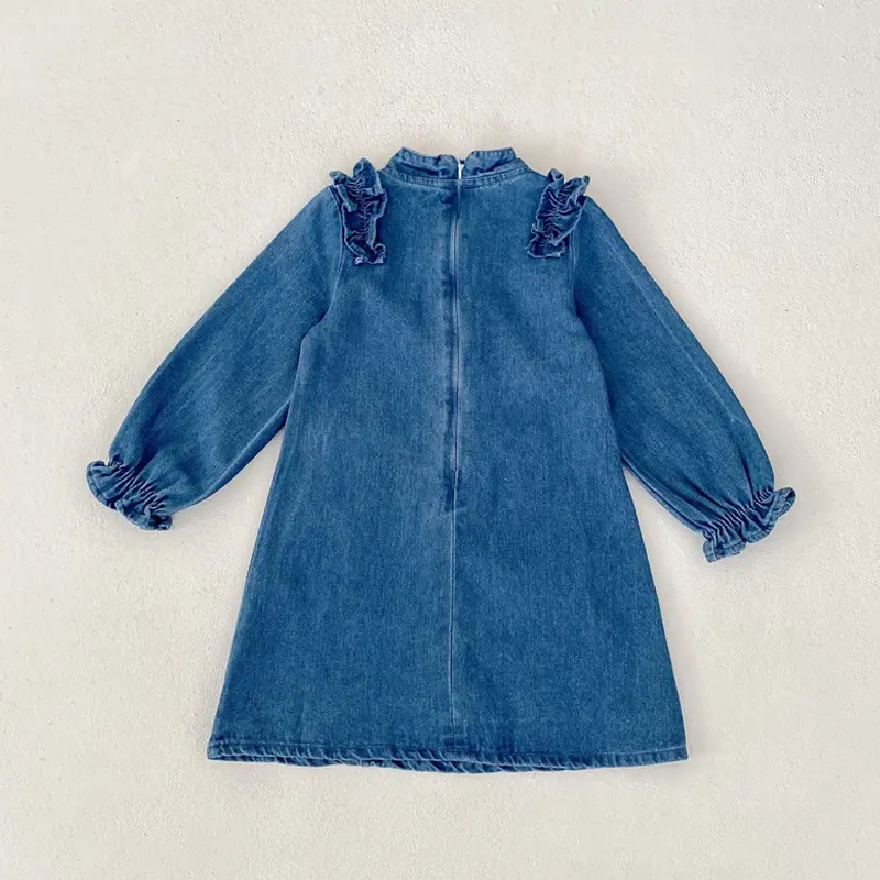 New autumn baby clothing, 0-6 year old female baby, denim cheongsam dress