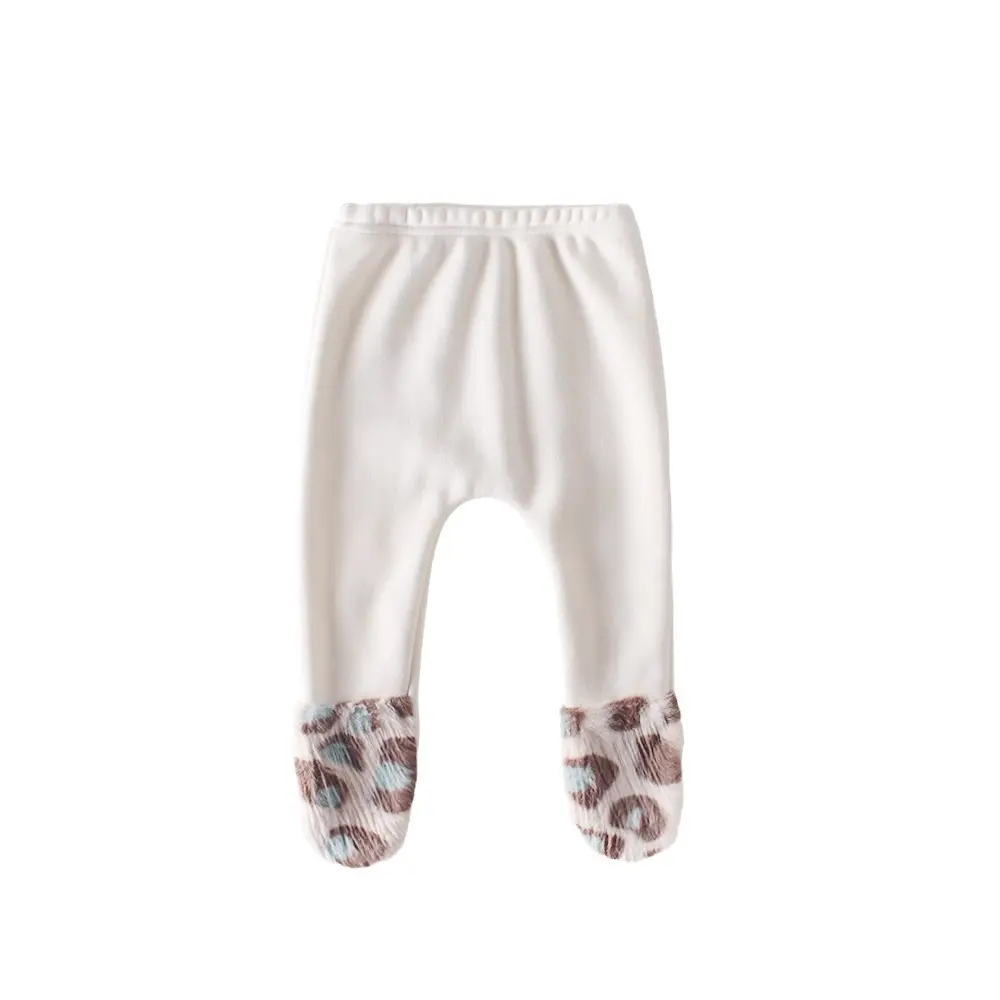 New autumn and winter baby clothing for 0-3 years old, cute baby leopard print ankle socks, thick and fluffy pants