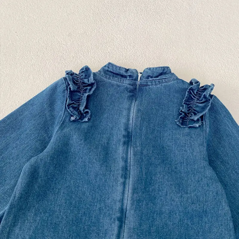 New autumn baby clothing, 0-6 year old female baby, denim cheongsam dress