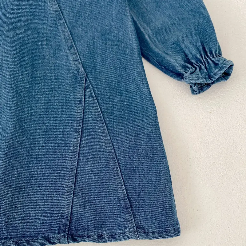 New autumn baby clothing, 0-6 year old female baby, denim cheongsam dress