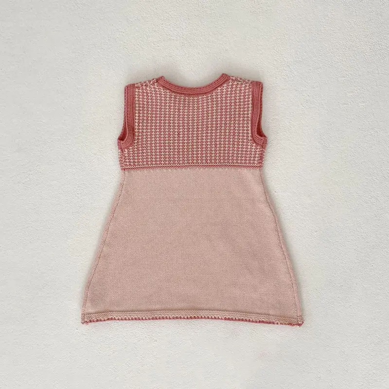 Autumn New Baby Clothing, 0-3 Year Old Girl, Dotted Contrast Knitted Embroidered Dress