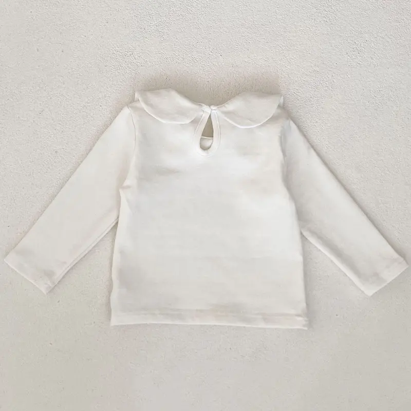 Autumn new baby clothing, 0-3 year old female baby, flower small collar teddy bear base T-shirt