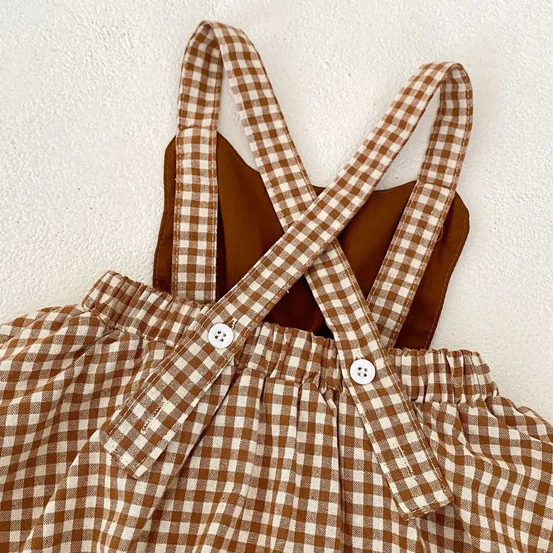 Autumn New Baby Clothing, 0-5 Year Old Female Baby, fashionable and versatile embroidered checkered suspender dress