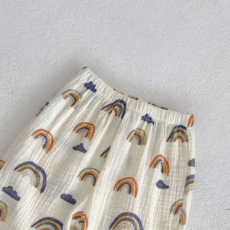 New summer baby clothing, rainbow cute long pants for babies aged 0-3, versatile mosquito repellent pants