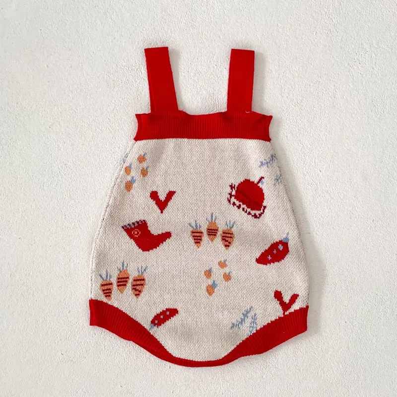 Autumn new baby clothing, 0-3 year old female baby radish socks jacquard knitted sweater jumpsuit