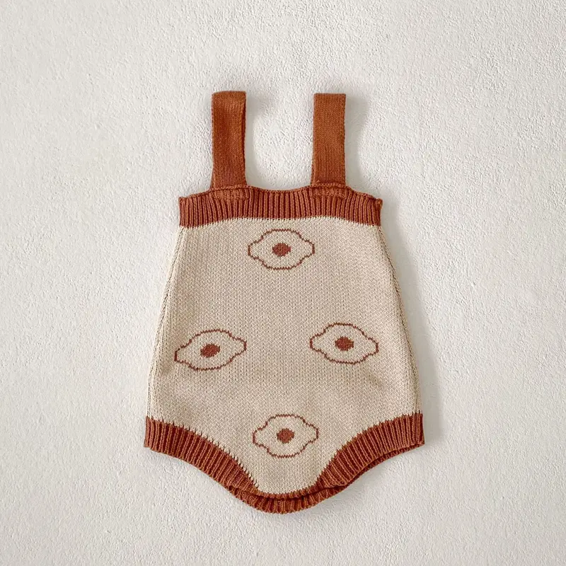New autumn baby clothing, 0-3 year old female baby, knitted jacquard sweater jumpsuit, crawling suit