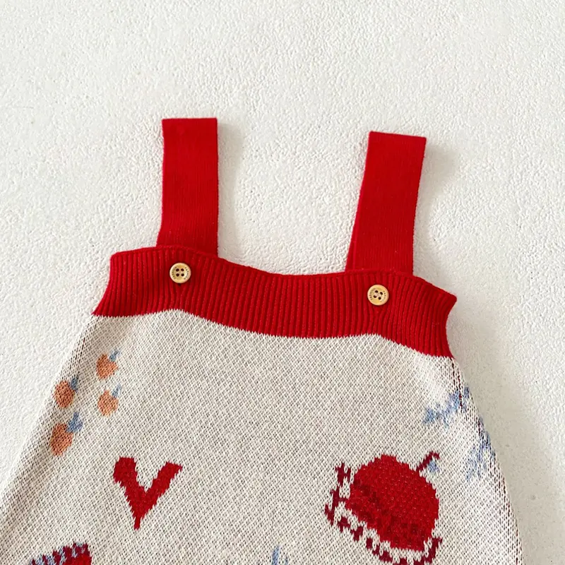 Autumn new baby clothing, 0-3 year old female baby radish socks jacquard knitted sweater jumpsuit