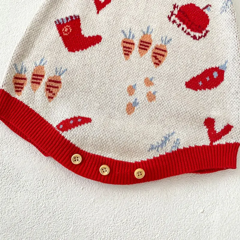 Autumn new baby clothing, 0-3 year old female baby radish socks jacquard knitted sweater jumpsuit