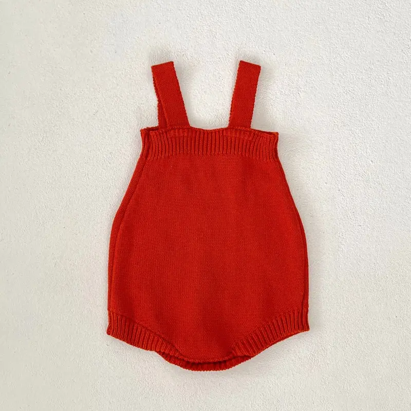 Autumn new baby clothing, 0-3 year old female baby red heart flower embroidered long sleeved knitted sweater jumpsuit