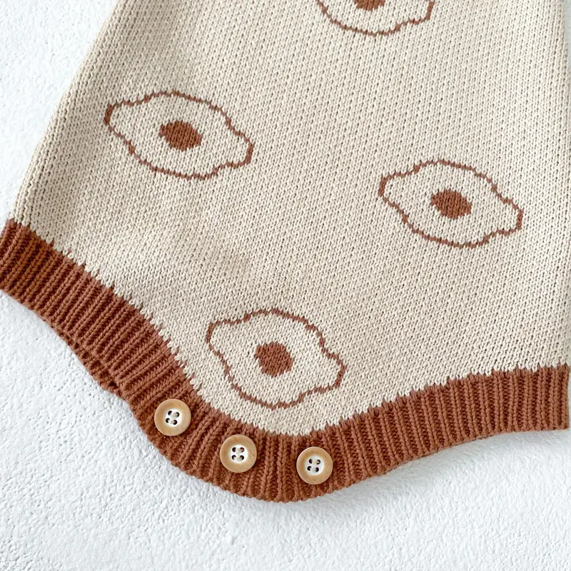 New autumn baby clothing, 0-3 year old female baby, knitted jacquard sweater jumpsuit, crawling suit