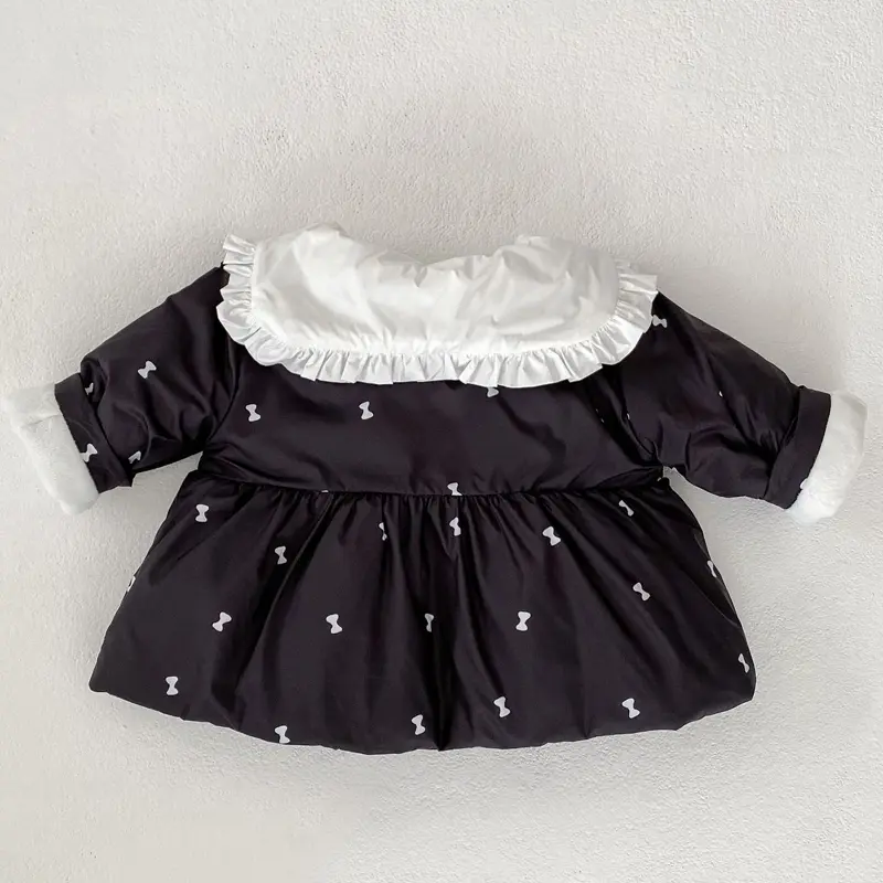 Winter new baby clothing, 0-3 year old female baby with thick velvet and butterfly printed cotton collar jacket