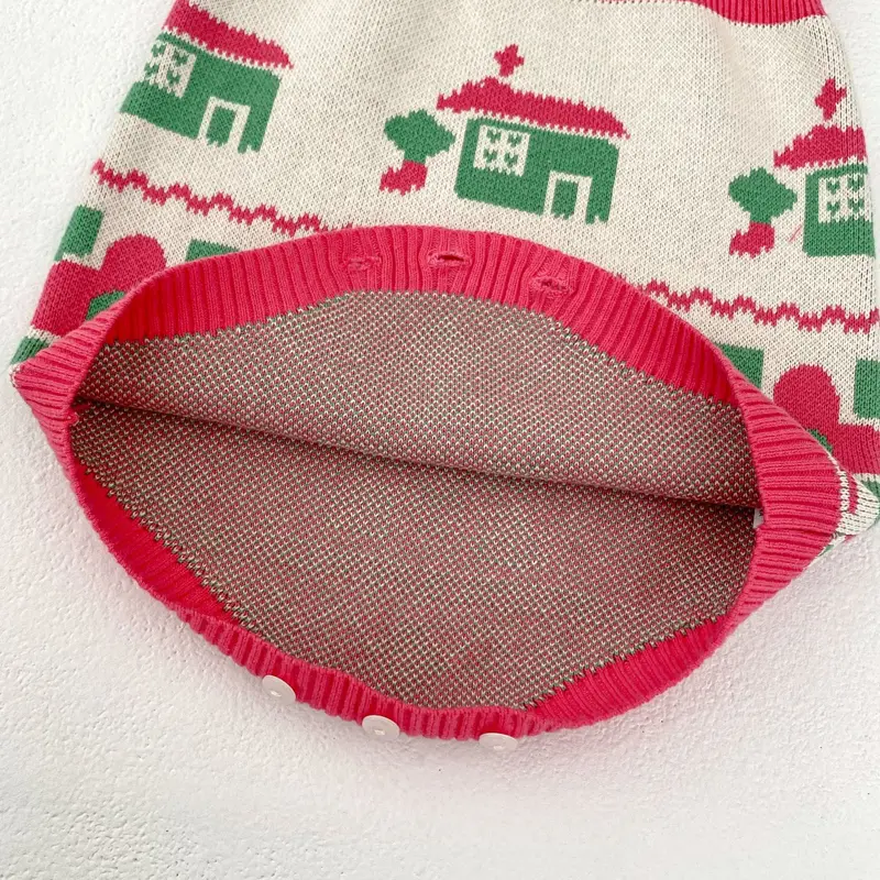 Spring and Autumn New Baby Clothing, 0-3 Year Old Female Baby, House Flower Jacquard Knitted Sweater jumpsuit, Crawler Clothing