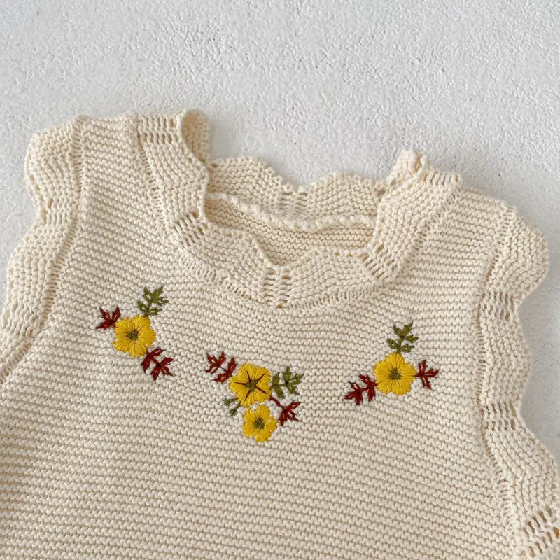 New autumn baby clothing, 0-3 year old female baby all cotton knitted embroidered knitted jacket vest