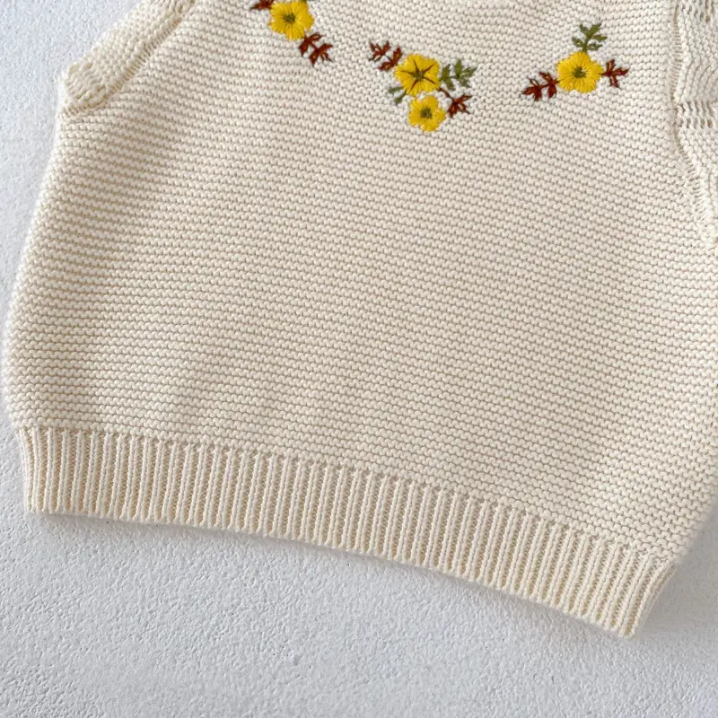 New autumn baby clothing, 0-3 year old female baby all cotton knitted embroidered knitted jacket vest