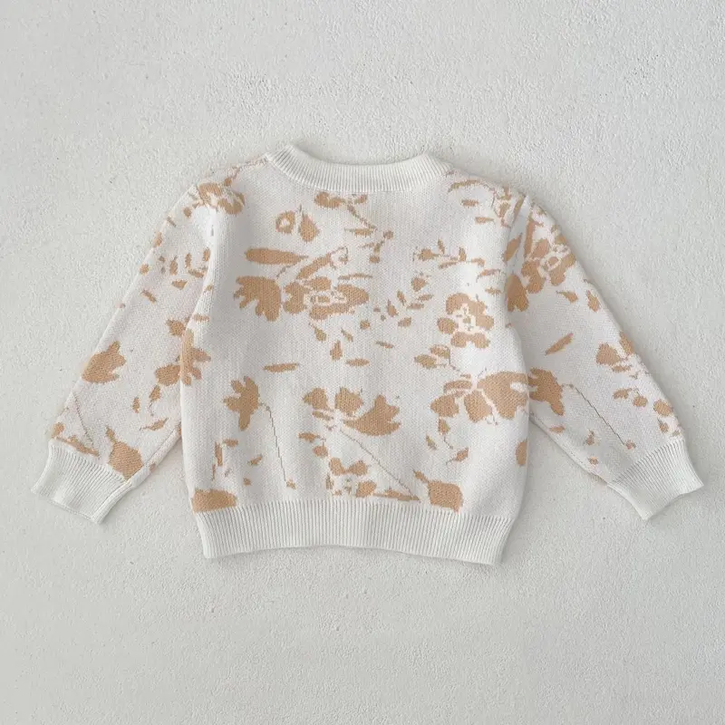 Autumn new baby clothing, 0-3 year old female baby branch and leaf jacquard suspender knitted sweater jacket
