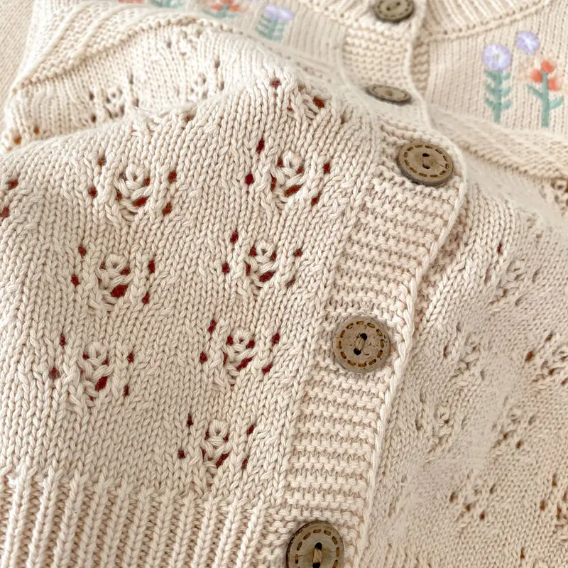 New autumn baby clothing, 0-3 year old girls, flower embroidered cotton cardigan jacket