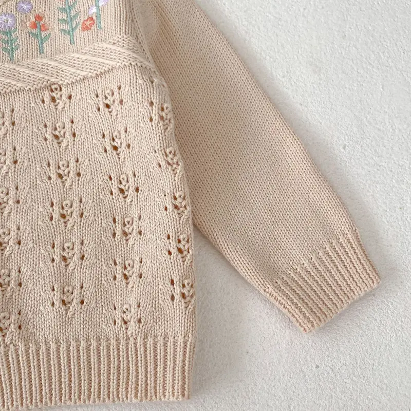 New autumn baby clothing, 0-3 year old girls, flower embroidered cotton cardigan jacket