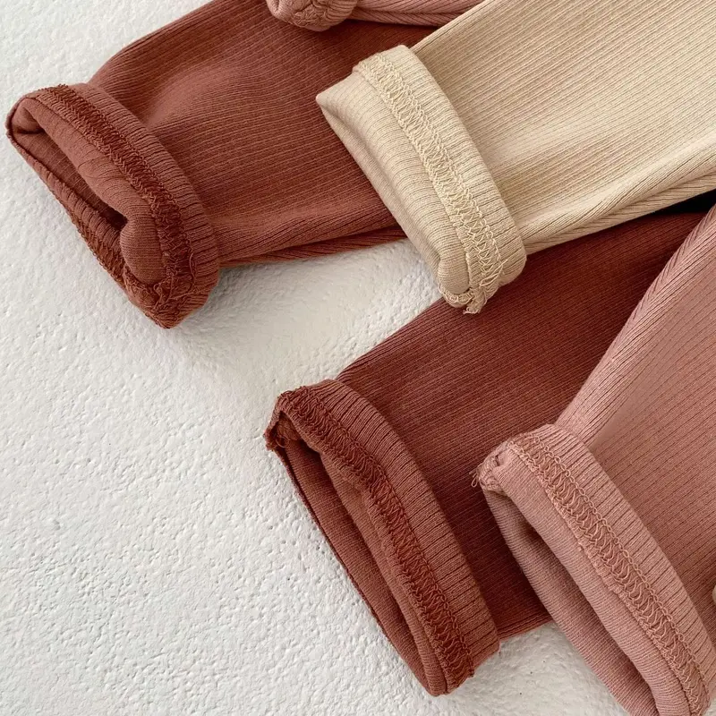 Autumn New Baby Pants, Girls' Pure Color Pattern Thread Versatile Cotton Mid Rise Underpants
