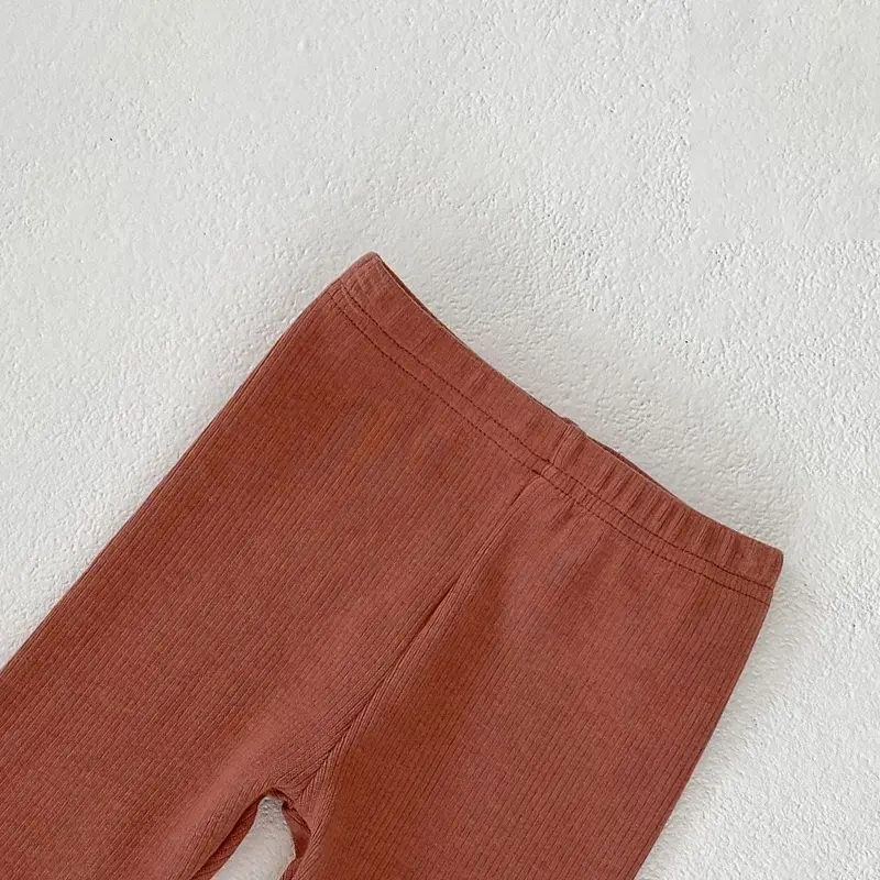 Autumn New Baby Pants, Girls' Pure Color Pattern Thread Versatile Cotton Mid Rise Underpants