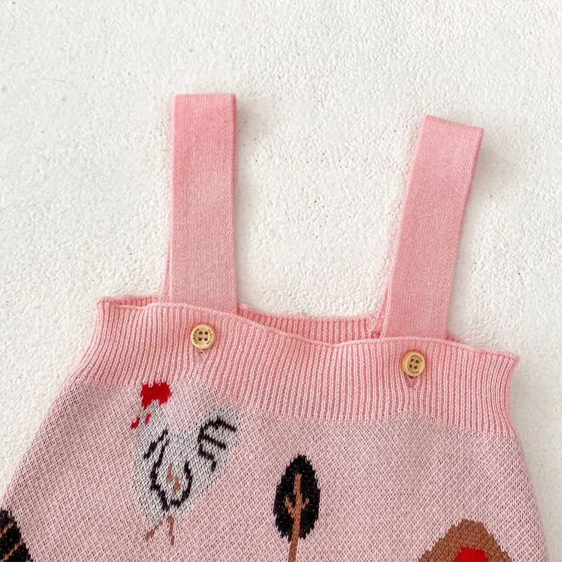 New autumn baby clothing, 0-3 year old female baby, windmill jacquard knitted sweater jumpsuit, crawling suit
