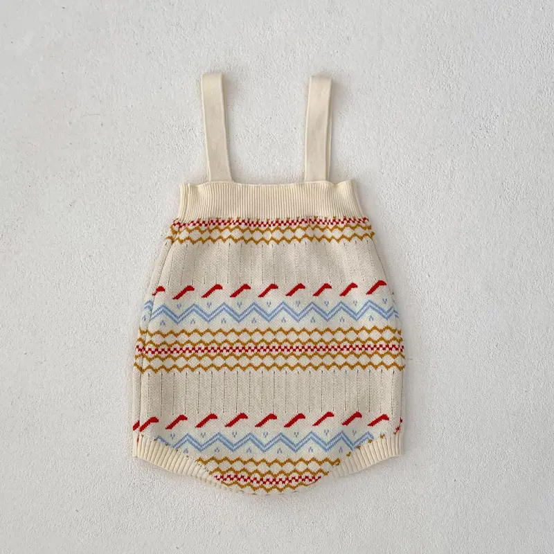 New autumn baby clothing, 0-3 year old female baby, jacquard knitted sweater jumpsuit, crawling suit