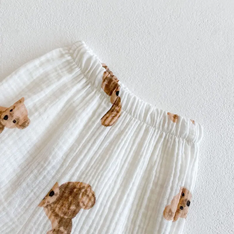 Summer New Baby Pants, Baby Cartoon Bear Cute Printed Cotton Pants Versatile Mosquito proof Pants