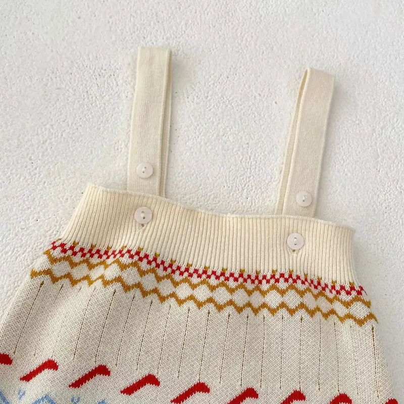 New autumn baby clothing, 0-3 year old female baby, jacquard knitted sweater jumpsuit, crawling suit