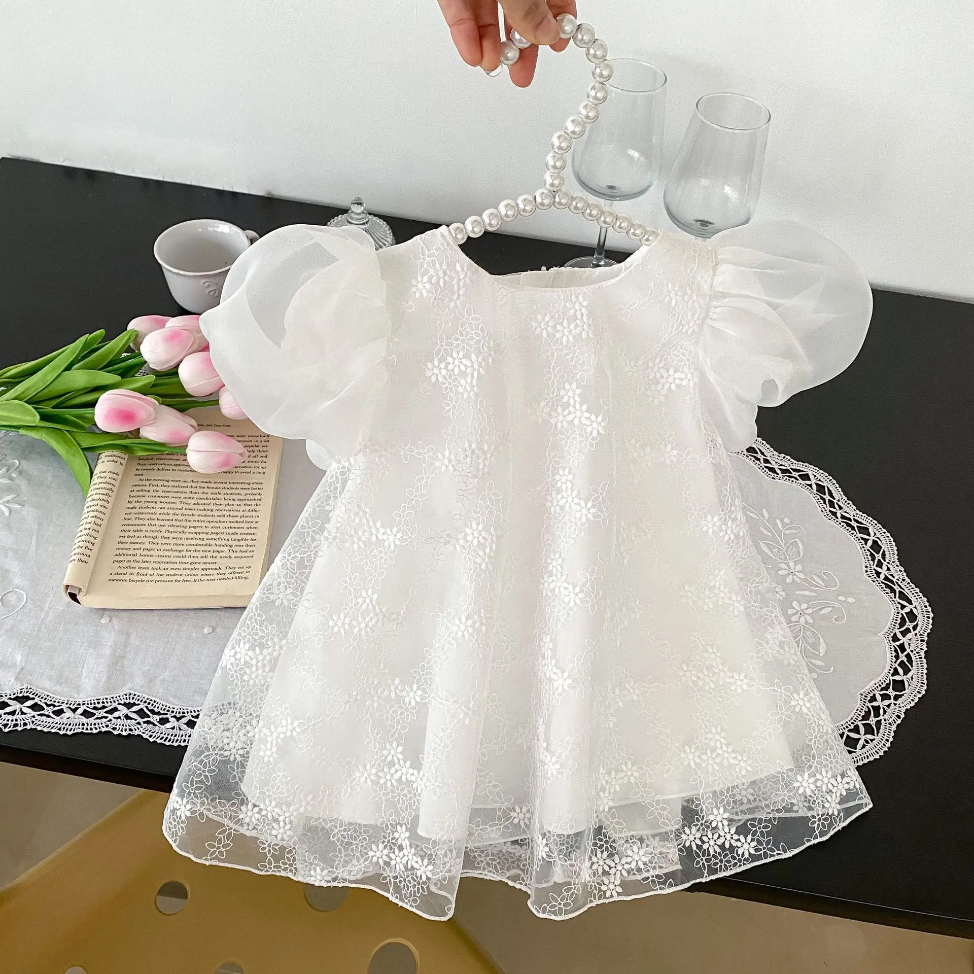 Summer new 0-3 year old baby clothing, exquisite baby girl dress, bubble short sleeved lace skirt