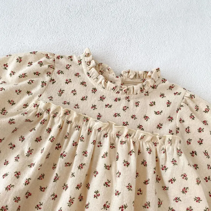 New autumn baby clothing, set of 2 pieces for girls aged 0-3, including apricot floral skirt and dark green leggings