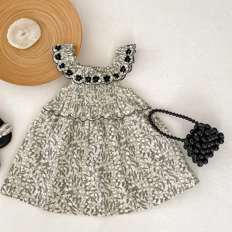 Summer New Baby Clothing, 0-6 Year Old Girl, Fragmented Embroidered Sleeveless Trendy Cotton Dress Long Dress