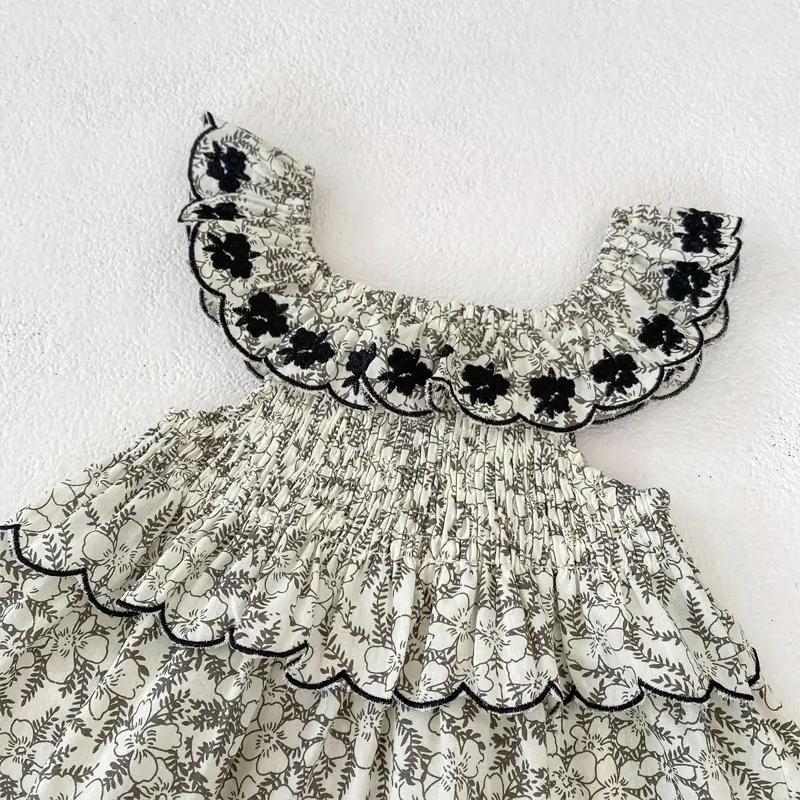 Summer New Baby Clothing, 0-6 Year Old Girl, Fragmented Embroidered Sleeveless Trendy Cotton Dress Long Dress