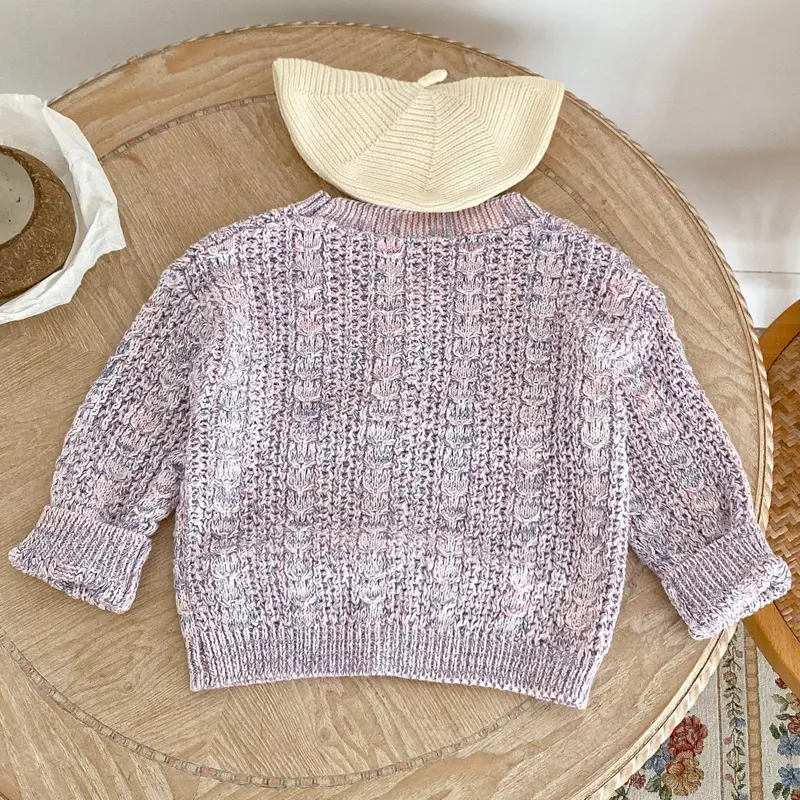 New autumn baby clothing, 0-3 year old girls, casual jacket with cotton thread knitted sweater cardigan on top