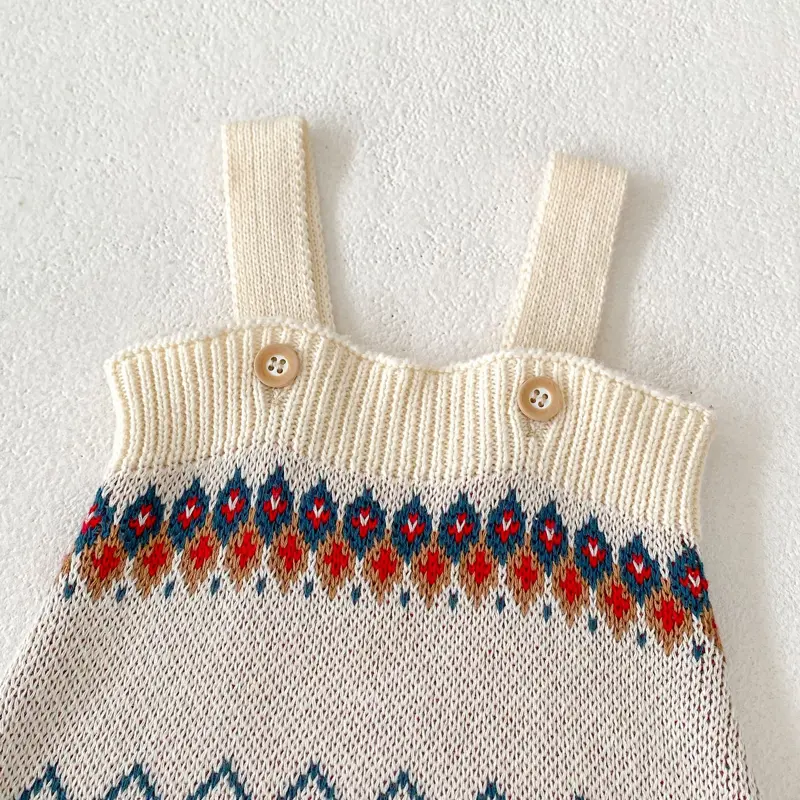 Autumn New Baby Clothing, 0.3 Year Old Female Baby Jacquard Knitted Strap Clothes