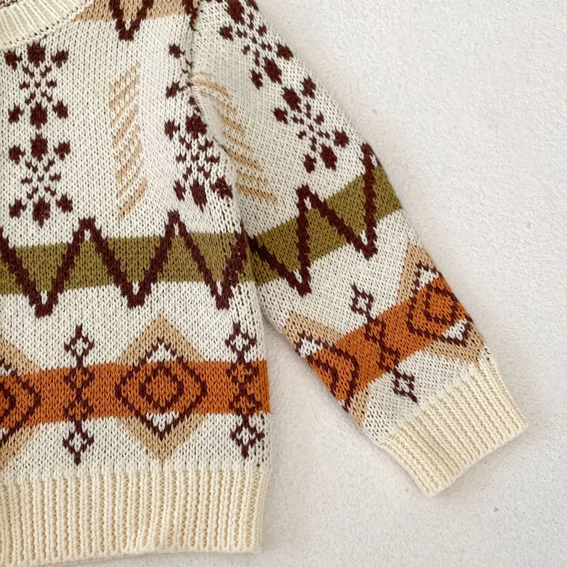 New autumn baby clothing, 0-3 year old female baby, serrated jacquard knitted sweater jacket