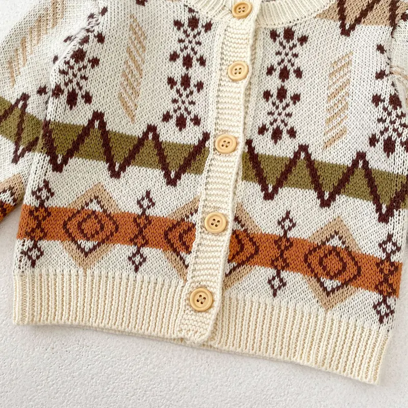 New autumn baby clothing, 0-3 year old female baby, serrated jacquard knitted sweater jacket