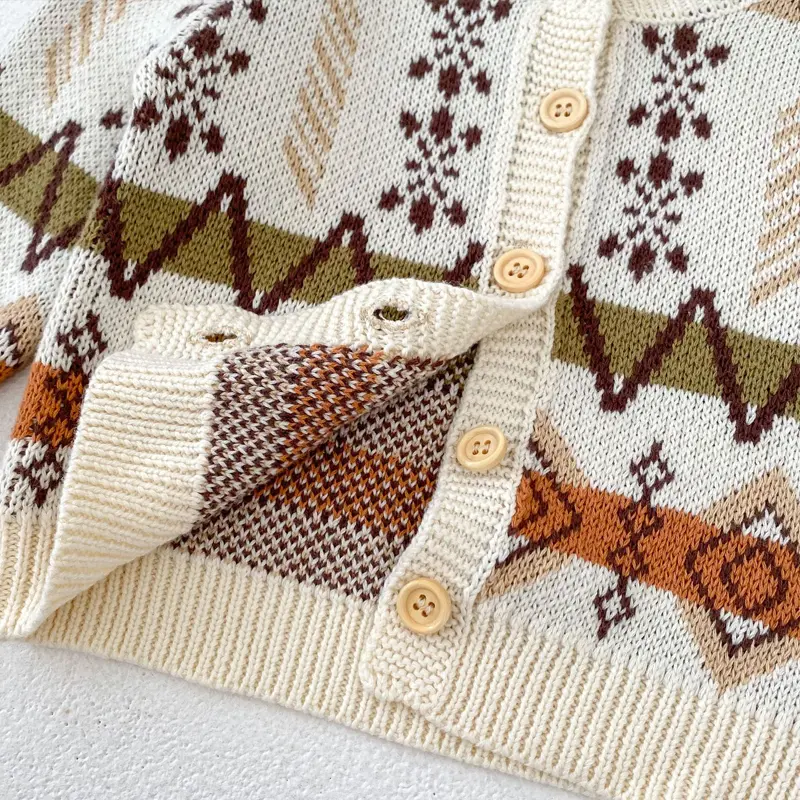 New autumn baby clothing, 0-3 year old female baby, serrated jacquard knitted sweater jacket