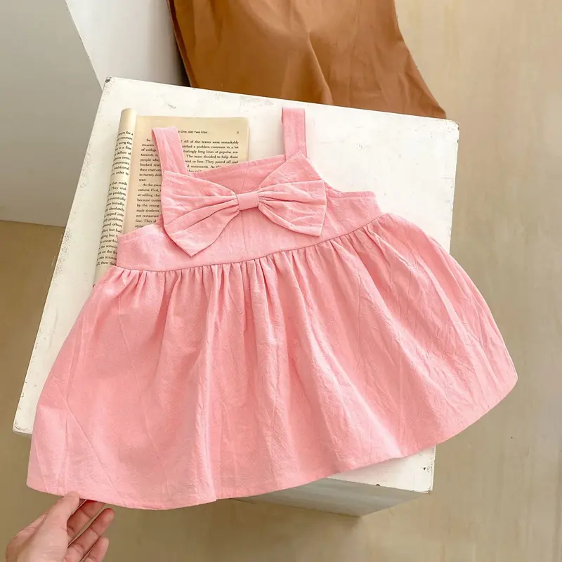 New autumn baby clothing, 2-piece set for 0-3 year old girls with bubble mesh sleeve top and pink bow strap skirt