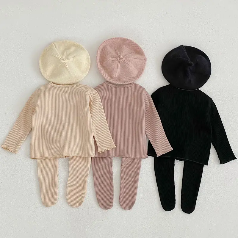 Spring New Baby Clothing, 0-3 Year Old Girl, 2-piece Set of Thread Cardigan Coat and Big PP Long Pantyhose