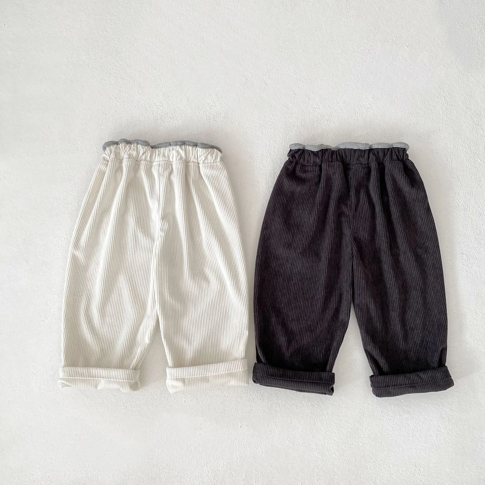 New autumn clothing for infants aged 0-3, loose corduroy pants for baby  boys and baby girls, easy to wear straight leg pants