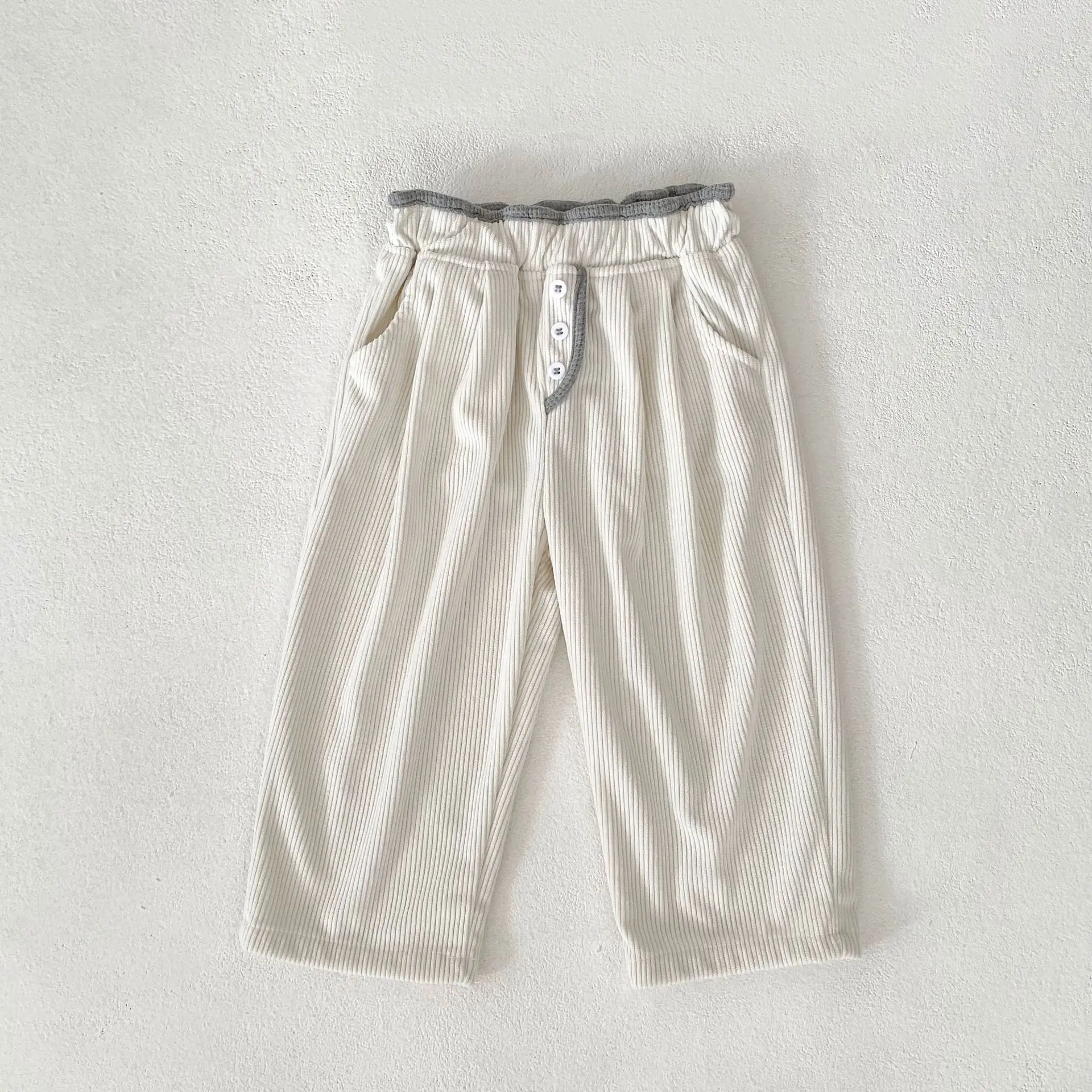 New autumn clothing for infants aged 0-3, loose corduroy pants for baby  boys and baby girls, easy to wear straight leg pants