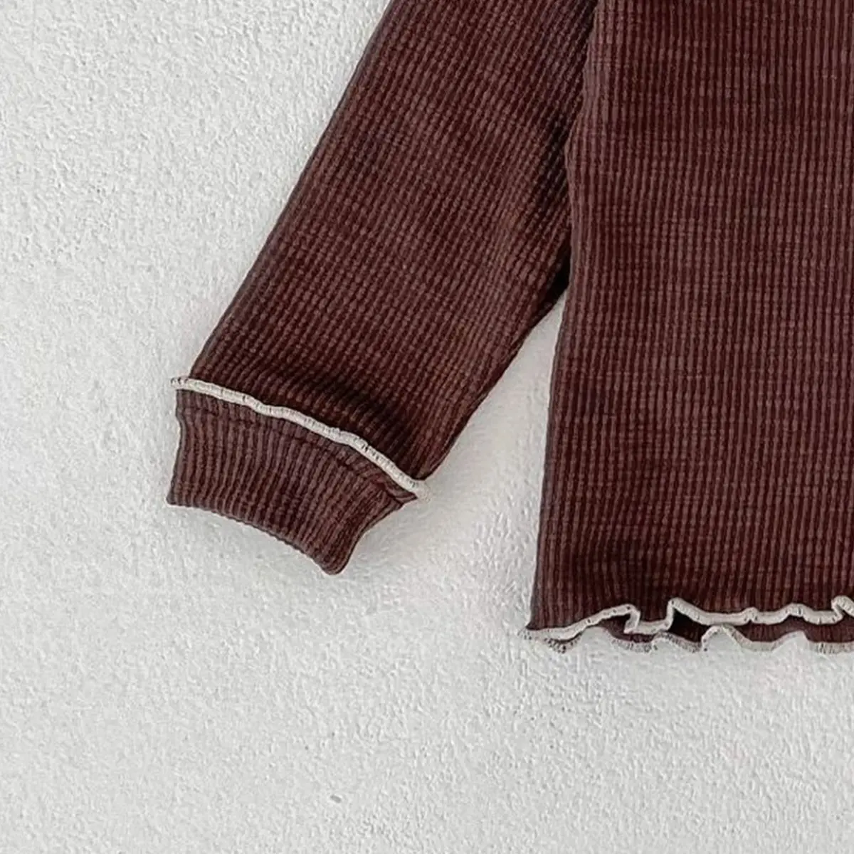 Instagram Spring and Autumn New Fashion Versatile Season Baby Boys and Girls Colored Wooden Ear Lock Top+Triangle Pants 2-piece