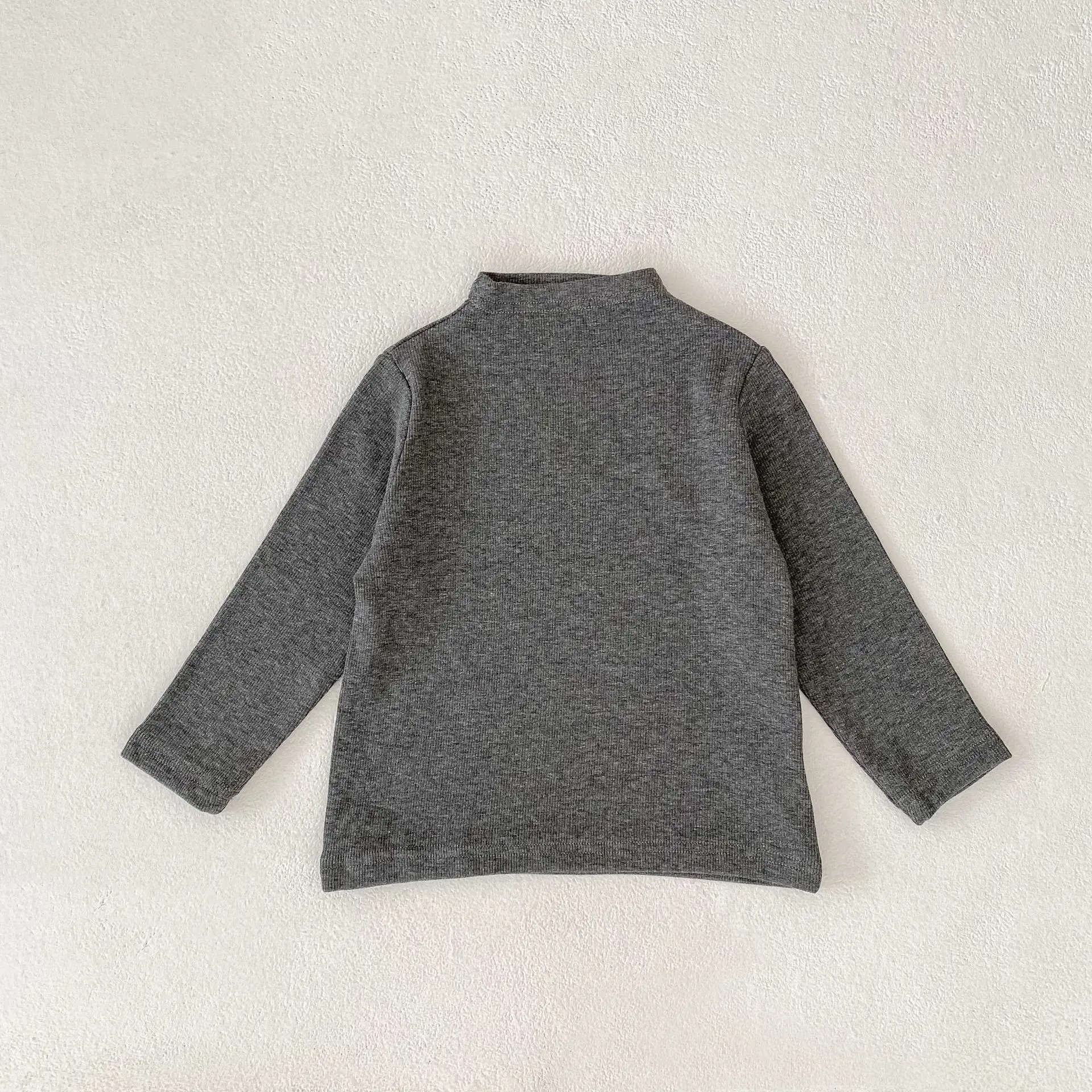 New autumn baby clothing for 0-3 years old, half high neck long sleeved tops for boys and girls, solid color versatile T-shirts