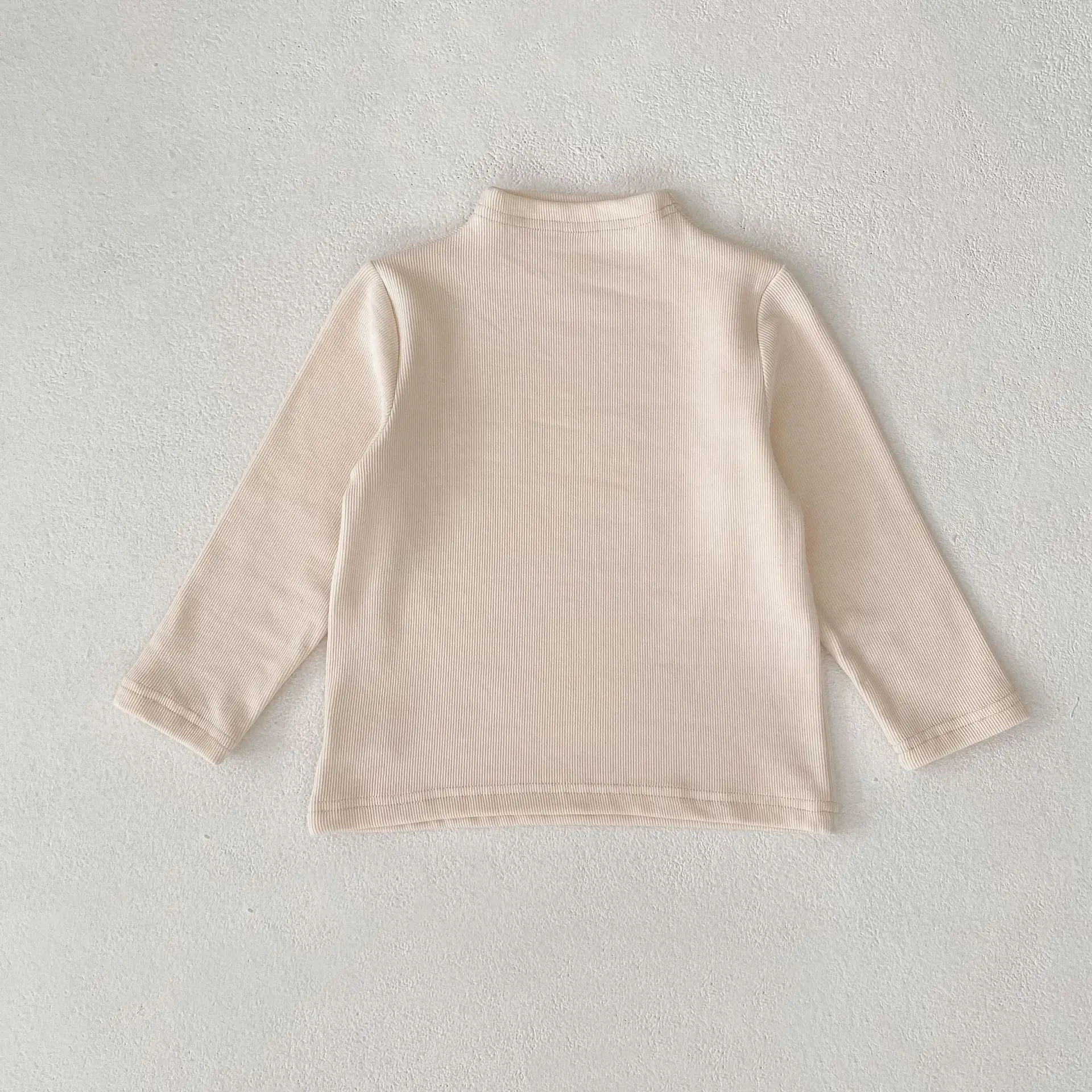 New autumn baby clothing for 0-3 years old, half high neck long sleeved tops for boys and girls, solid color versatile T-shirts