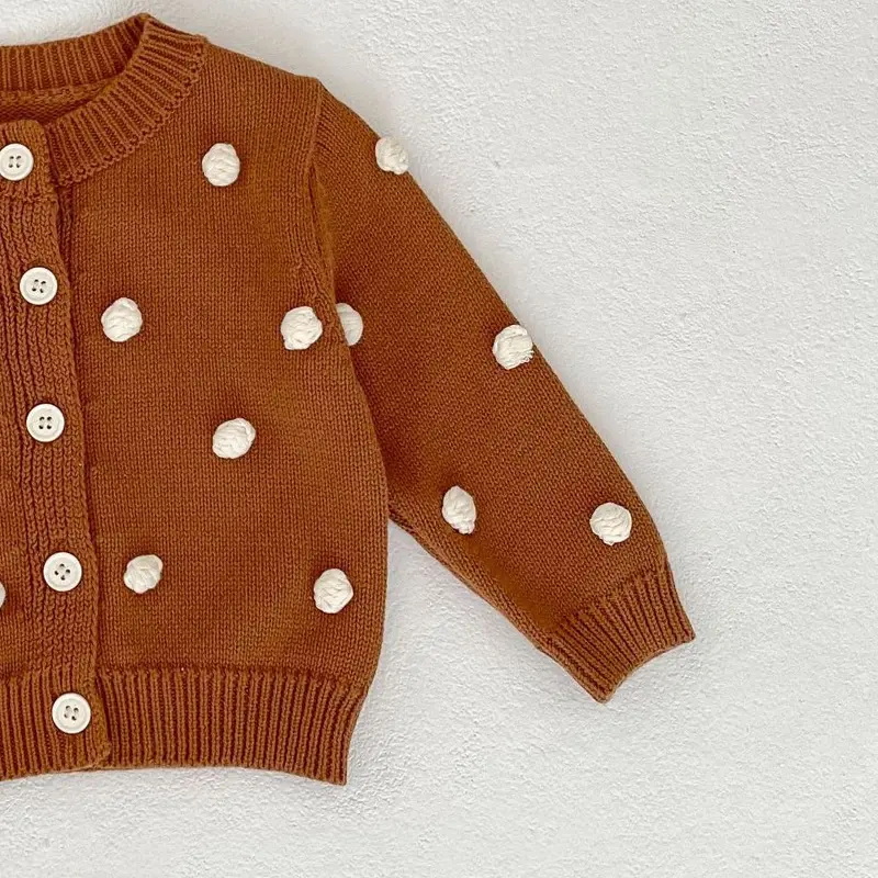 Spring and Autumn New Baby Clothing, 0-3 Year Old Female Baby, Handmade Ball Knitted Cardigan Sweater Coat